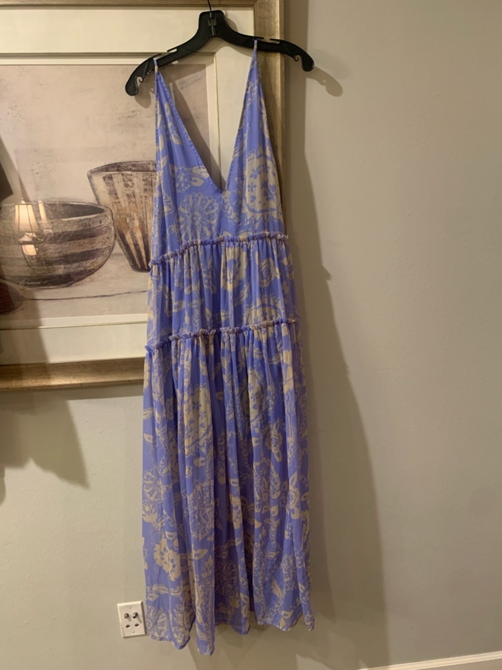 Free People Lavender and Beige Paisley V-Neck Maxi Dress - Picture 2 of 8